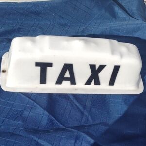 Vintage White Taxi Sign